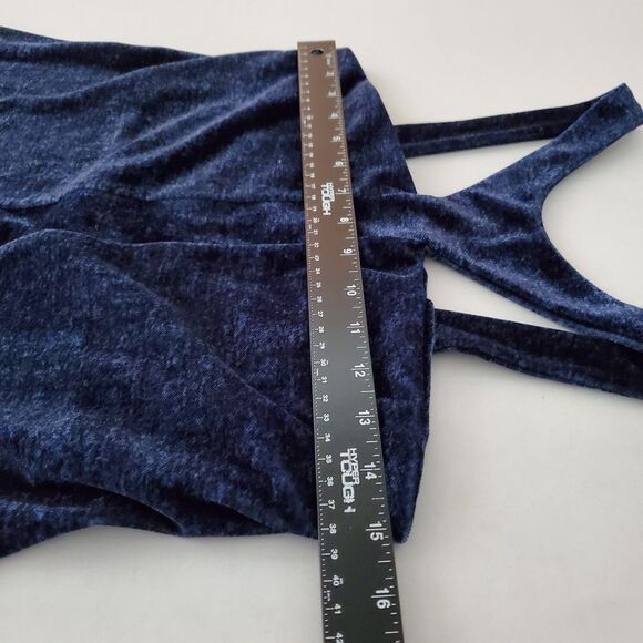 Atina Christina Velvet Halter Top Draped Navy Blue Sz S Y2K Party Coquette Glam - Picture 6 of 9
